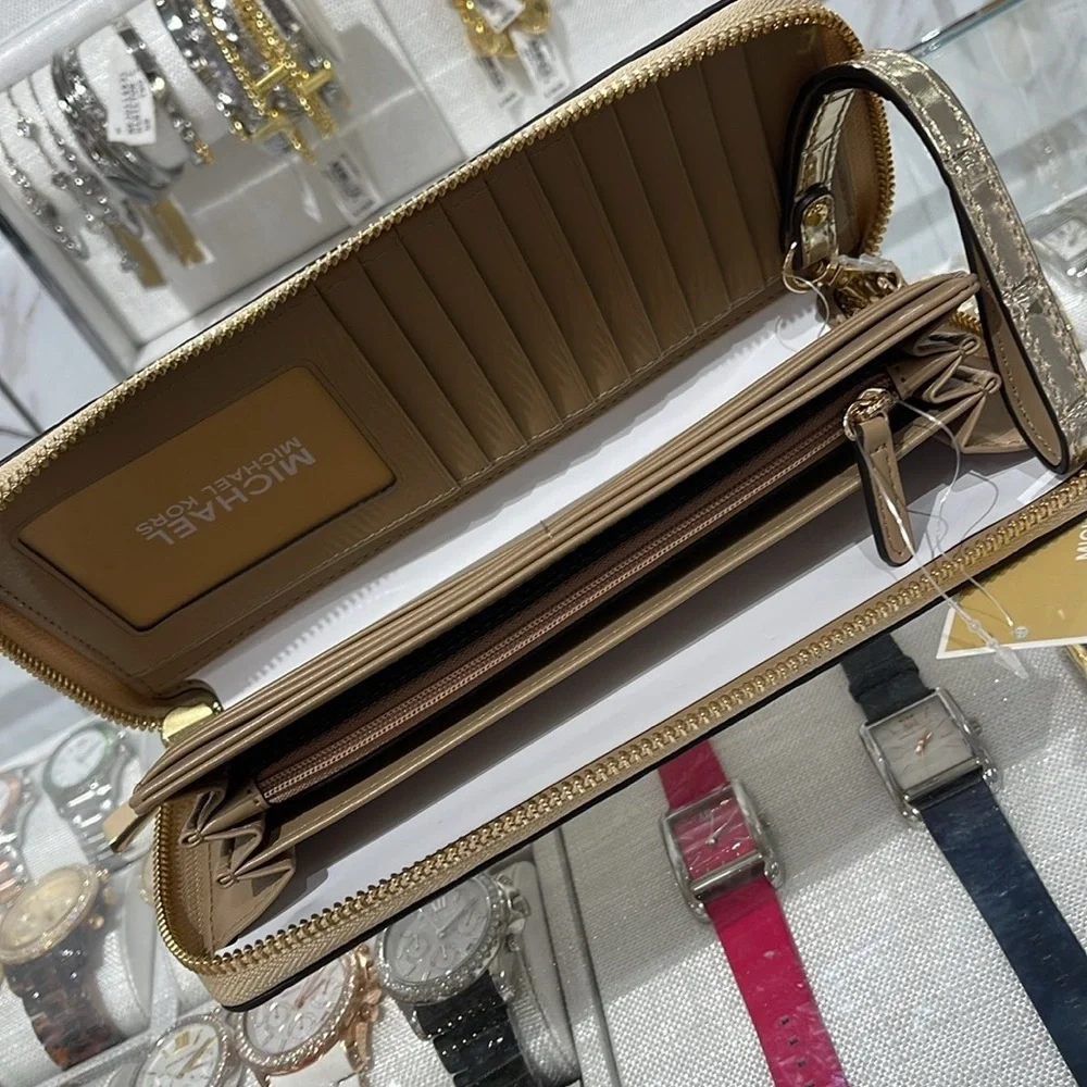 Michael Kors Gold Crocodile Embossed Wallet